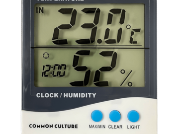 Sell: Common Culture Thermometer & Hygrometer with Large Display, Inside & Outside Function, Memory