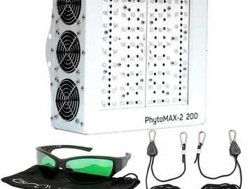 Black Dog LED - PhytoMAX-2 200W Grow Light w/ GroVision Grow Room Glasses + Ratchet Light Hangers