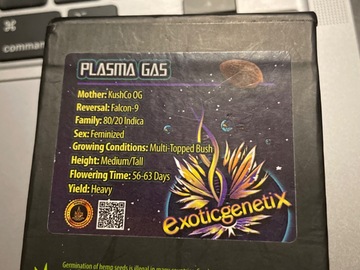 Vente: Plasma Gas by Exotic Genetix